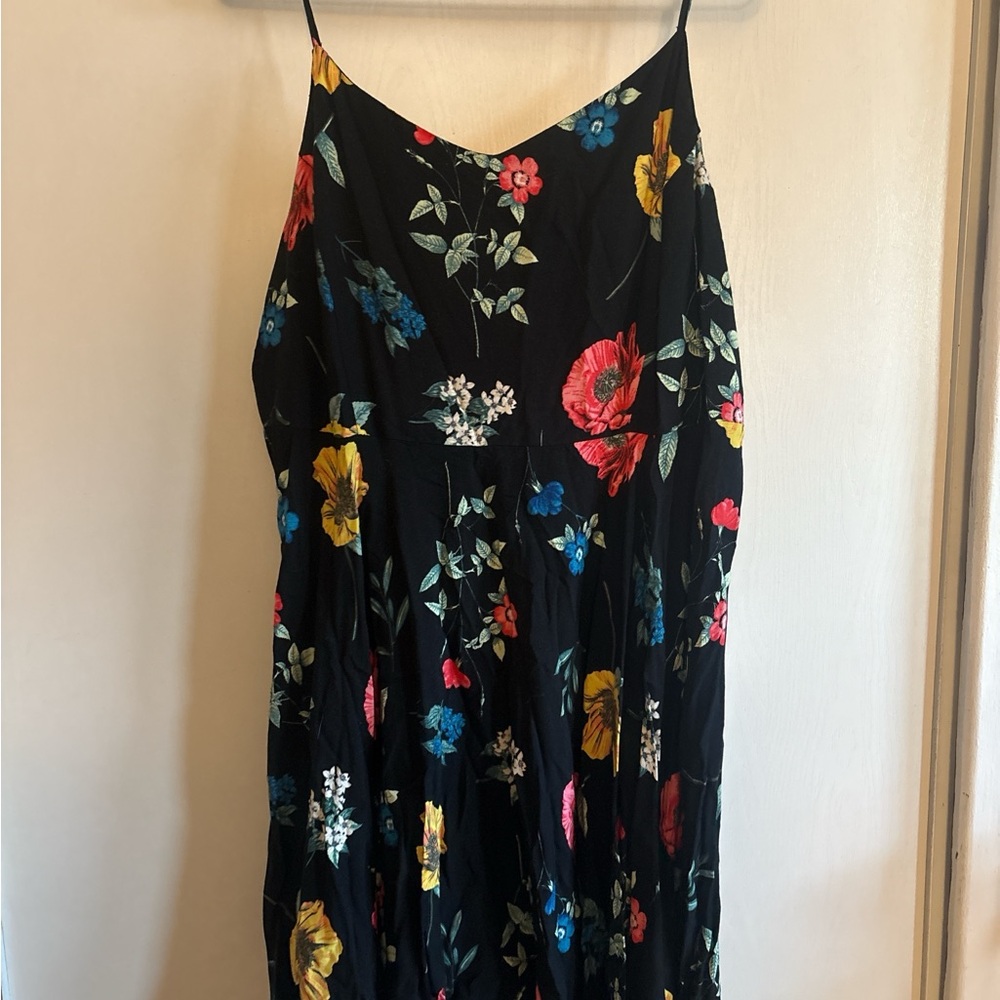 Old Navy Black Maxi Dress with Multicolor Floral Print